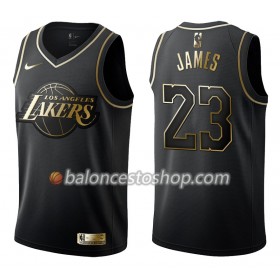 Camiseta Hombre NBA Los Angeles Lakers LeBron James 23 Nike Negro Golden Edition Swingman